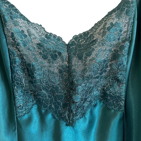 Vintage Victoria’s Secret Satin Slip Lingerie Dress Green L - Picture 3 of 11